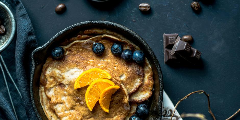 stylish presentation of blueberry pancakes