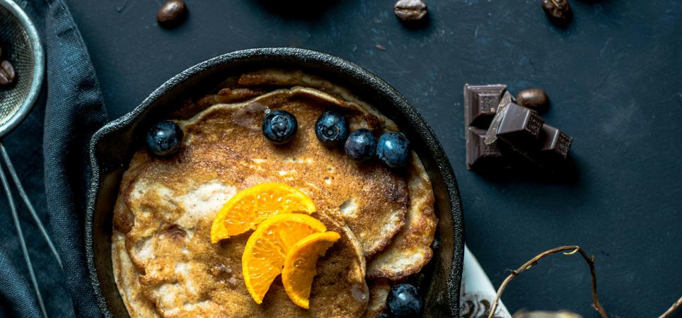 stylish presentation of blueberry pancakes