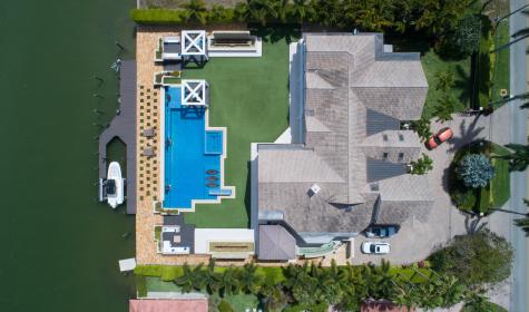 overhead drone view of rich house in Naples